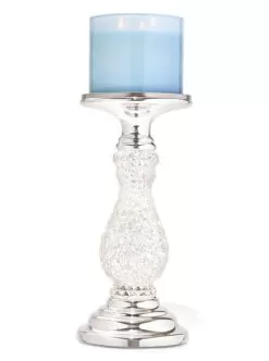 Silver Swirling Glitter Pedestal 3-Wick Candle Holder
