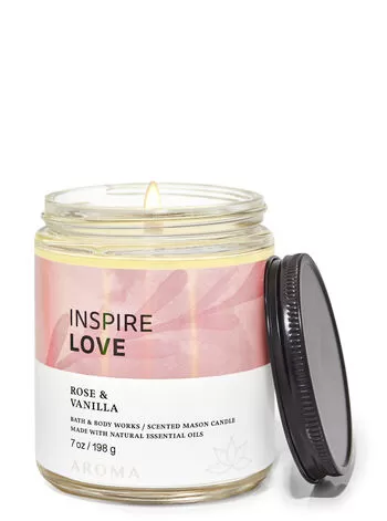 Aroma Rose Vanilla Mason Single Wick Candle