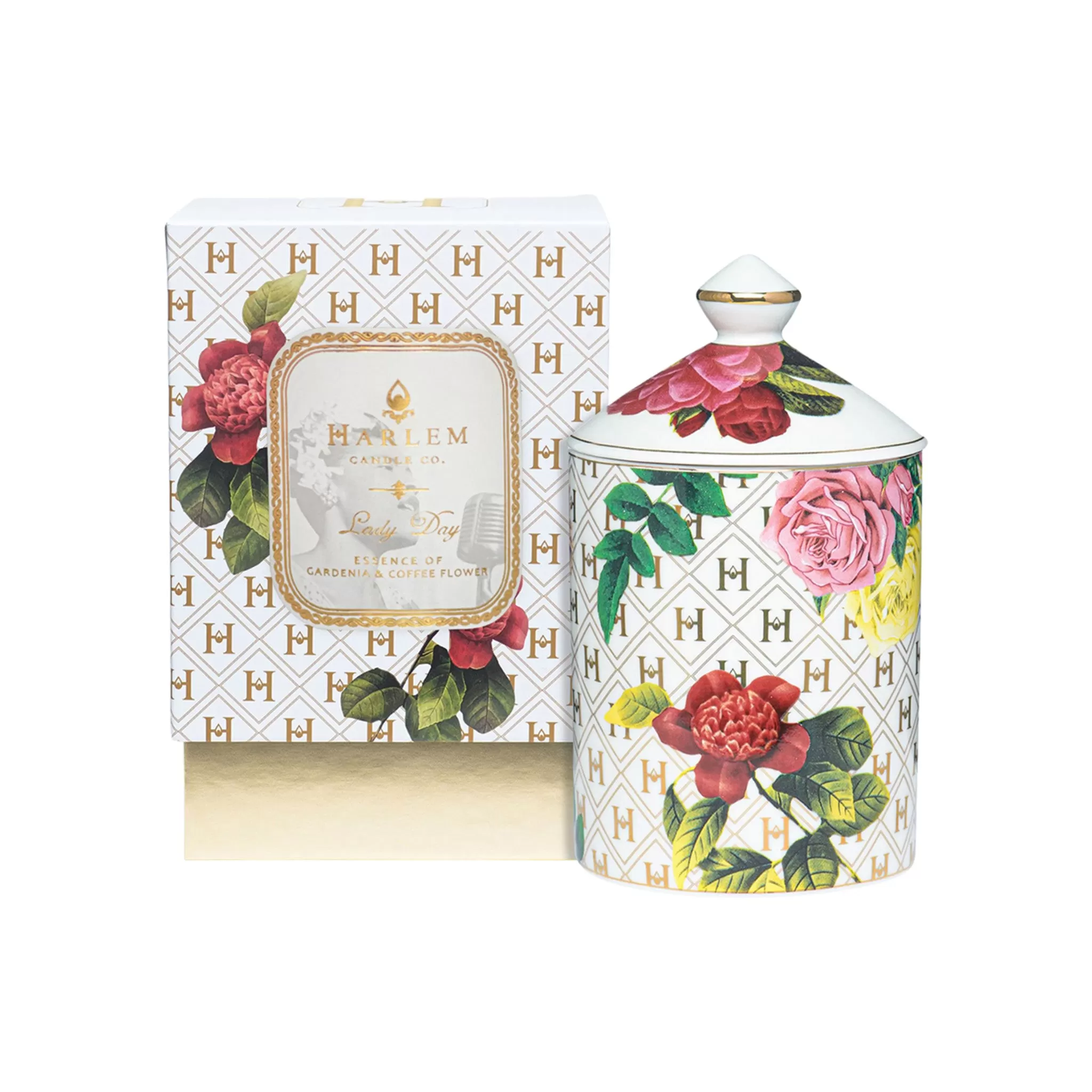 Lady Day White Floral Ceramic Candle